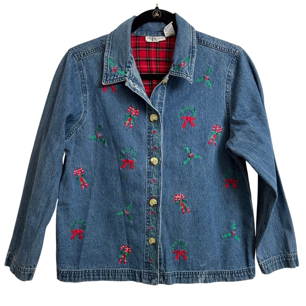 Vintage The Tog Shop Jean Cotton Embroidered Jacket Christmas Petite Medium